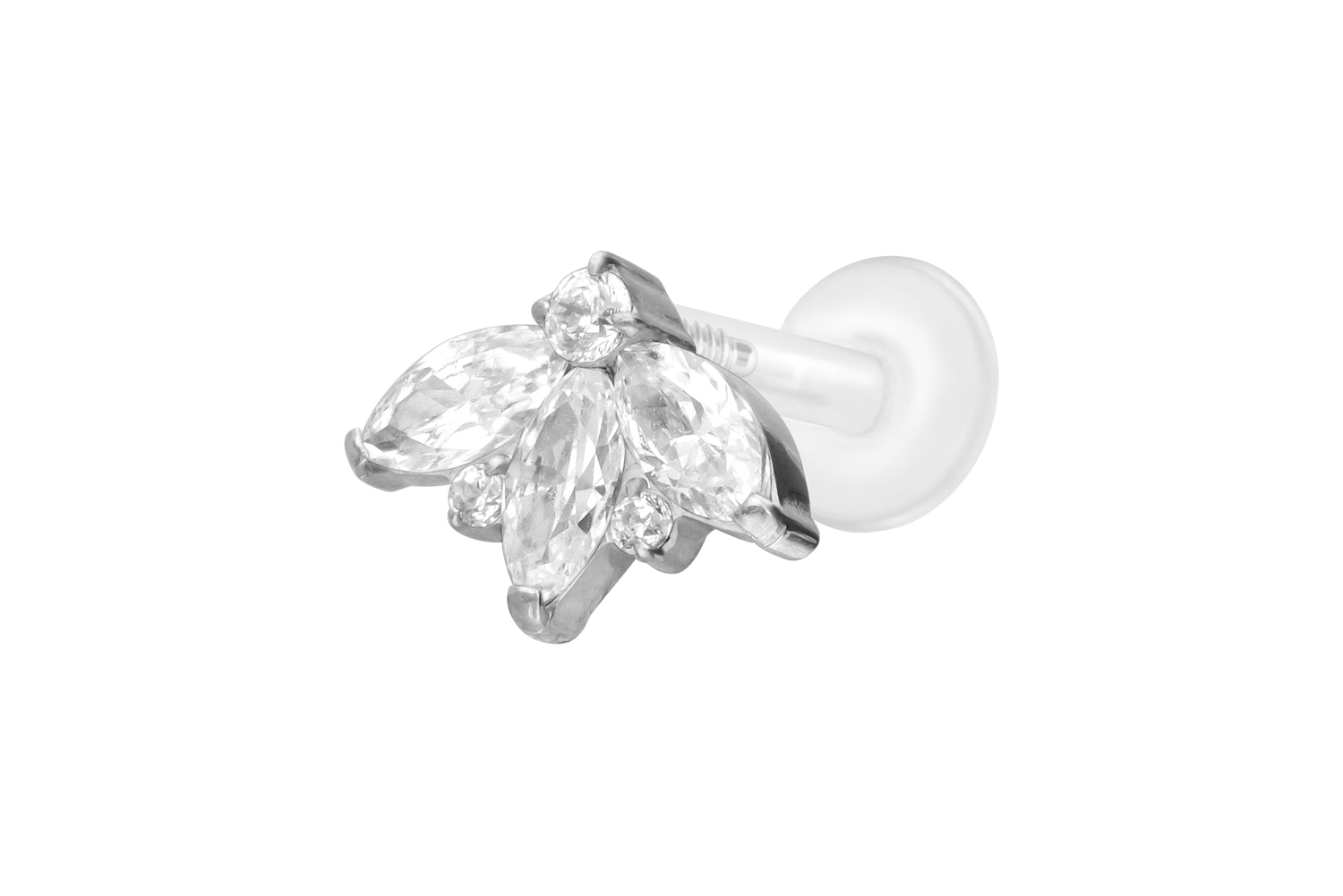 PTFE Labret Piercing mit Innengewinde + Titan-Aufsatz LOTUSBLÜTE